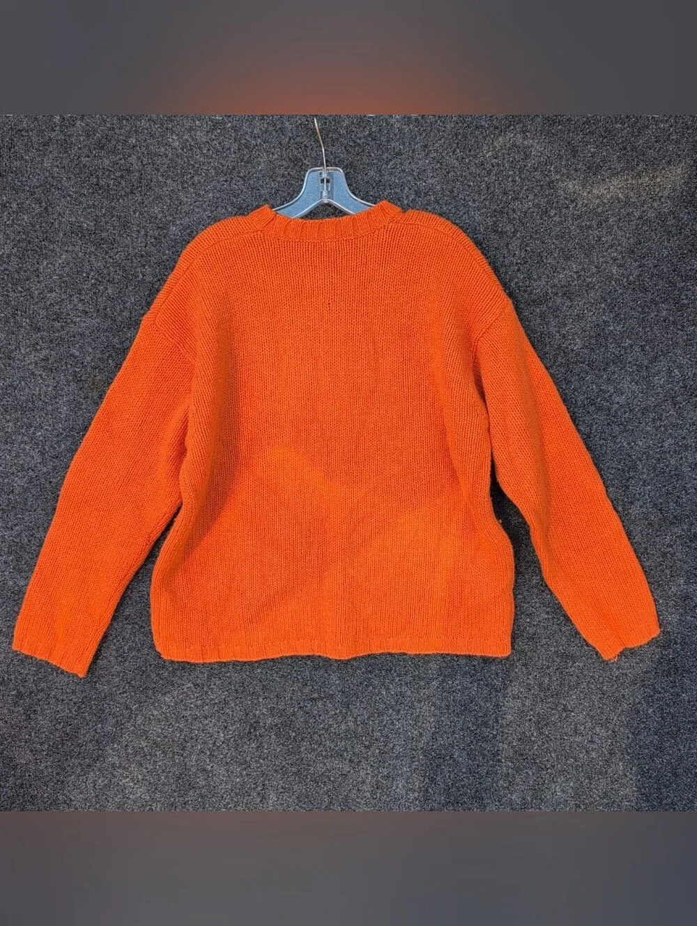 Vtg J Crew Sweater Mens Large Orange Wool Fisherman Cable Knit Hong Kong
